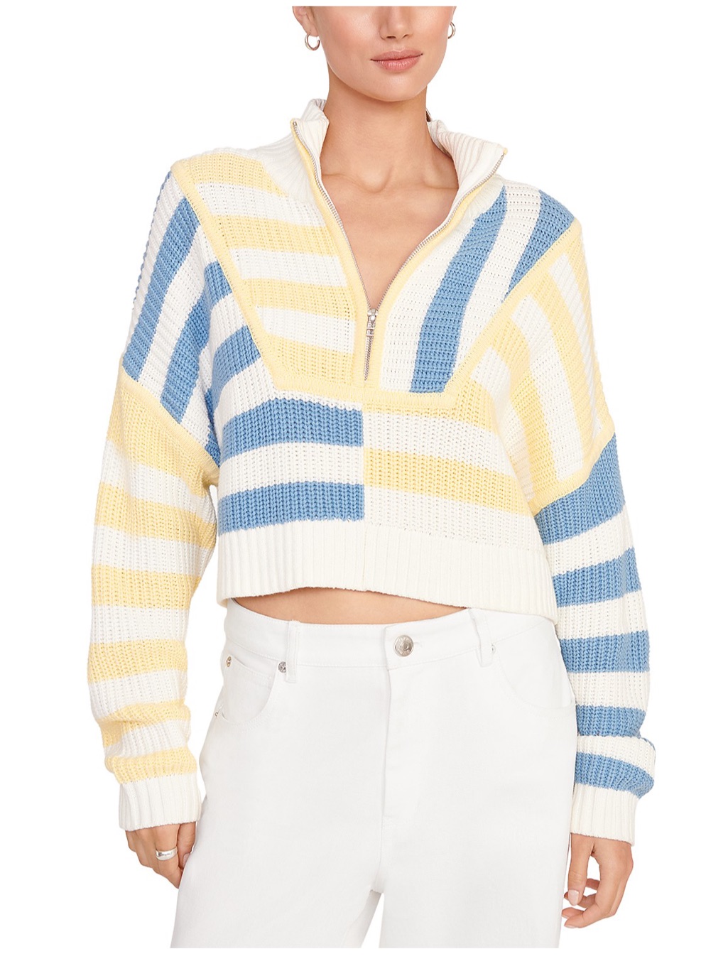 Staud Blue And Yellow Stripe Hampton Sweater